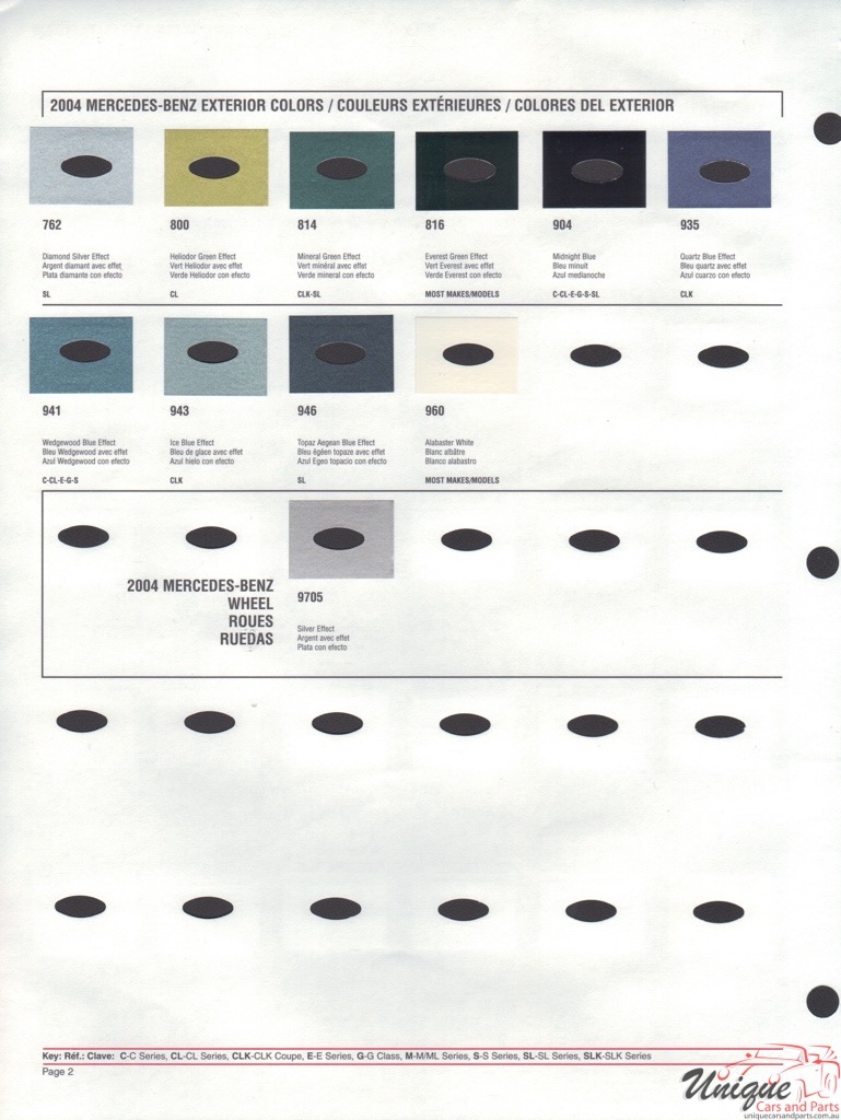2004 Mercedes-Benz Paint Charts DuPont 2